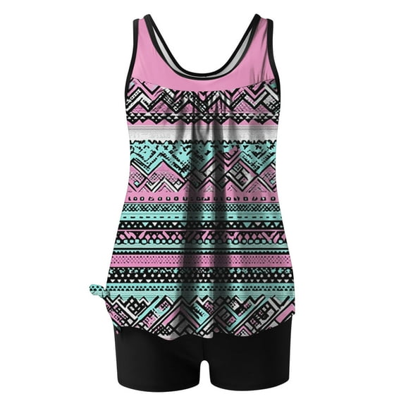 FDGIU 2025 Trendy Women's Floral Tankini Swimwear Set, Modest Athletic Bathing Suit with Shorts, Tummy Control Two Piece Swimsuits for Beach & Pool;High Waisted Swimsuit