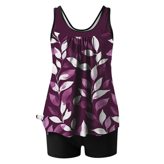 FDGIU ‌2025 Trendy Women's Floral Tankini Swimwear Set, Modest Athletic Bathing Suit with Shorts, Tummy Control Two Piece Swimsuits for Beach & Pool;High Waisted Swimsuit