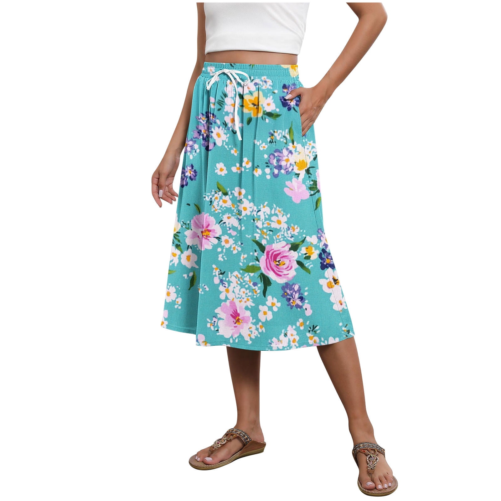 Flowy Tiered Boho Skirt | Women's Maxi Skirt with Pockets Summer & Travel Outfit
