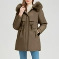 thumbnail image 1 of FDGIU 2025 Women's Heavy Winter Parka - Sherpa Lined Thickened Heavy Coat, Mid Length Windproof Jacket with Faux Fur Hood, 1 of 6