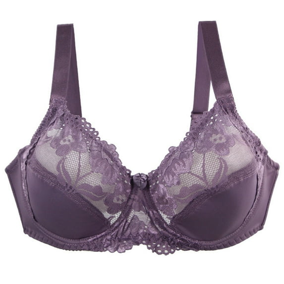 FDGIU 2025 Women's Lace Balconette Bra - Plus Size Underwire Side Support, Full Coverage Demi Cup with Wide Straps & Smooth T-Shirt Design