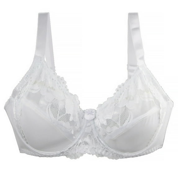 FDGIU 2025 Women's Lace Balconette Bra - Plus Size Underwire Side Support, Full Coverage Demi Cup with Wide Straps & Smooth T-Shirt Design