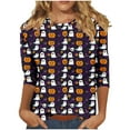 thumbnail image 1 of FDGIU 2025 Women's Plus Size Tunic Tops - Funny Halloween Novelty Shirts, 3/4 Length Sleeve Crew Neck Blouse, Loose Fit Casual Fall Winter Tops, 1 of 5