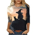 thumbnail image 1 of FDGIU 2025 Women's Plus Size Tunic Tops - Funny Halloween Novelty Shirts, 3/4 Length Sleeve Crew Neck Blouse, Loose Fit Casual Fall Winter Tops, 1 of 5