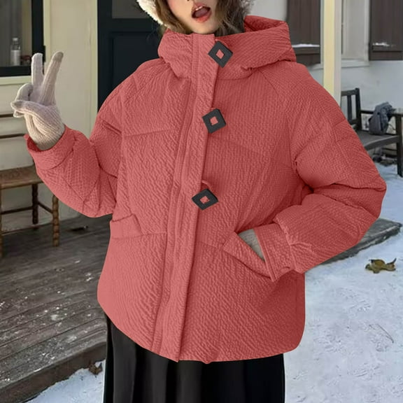 FDGIU 2025 Women's Quilted Puffer Jacket - Full Zip Long Sleeve Parka, Slim Fit Winter Coat for Cold Weather