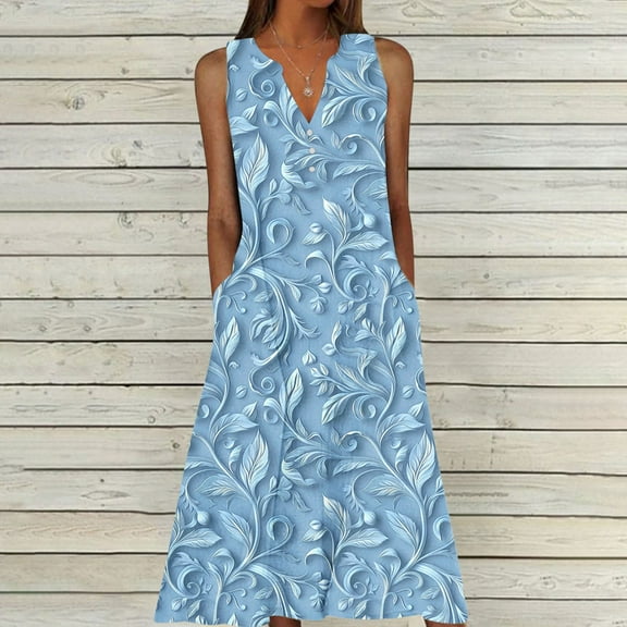 FDGIU 2025 Women's Sleeveless V Neck Midi Cocktail Dress - Versatile for Wedding Guest & Office