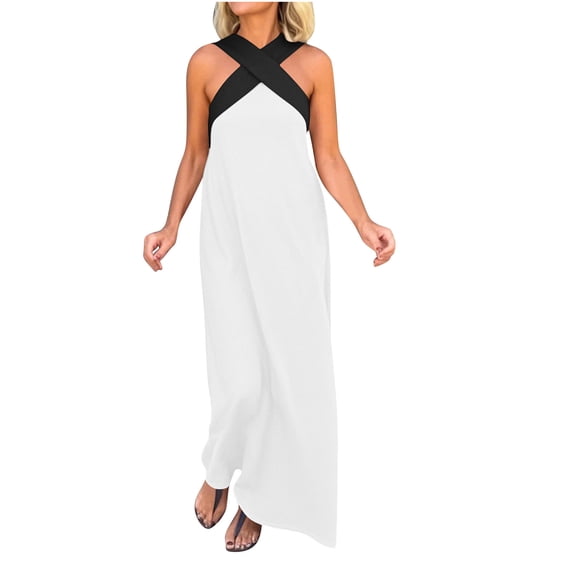 FDGIU 2025 Women's Sleeveless V Neck Midi Cocktail Dress - Versatile for Wedding Guest & Office