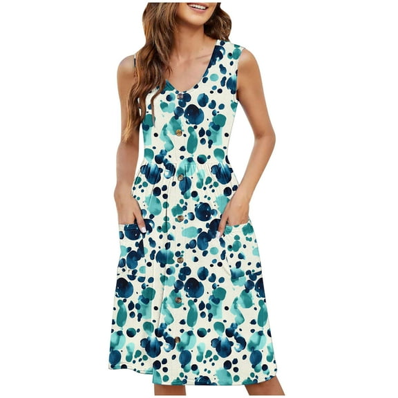 FDGIU 2025 Women's Square Neck Sleeveless Flowy A-Line Midi Dress - Wedding Guest & Beach Elegance