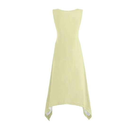 FDGIU 2025 Women's Swing Sundress - Sleeveless Pleated Scoop Neck Tank Dress for Summer Casual Wear