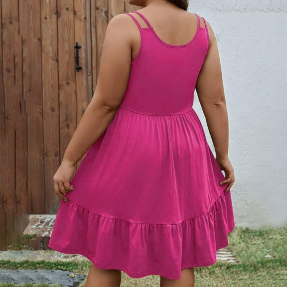 FDGIU 2025 Women's Swing Sundress - Sleeveless Pleated Scoop Neck Tank Dress for Summer Casual Wear