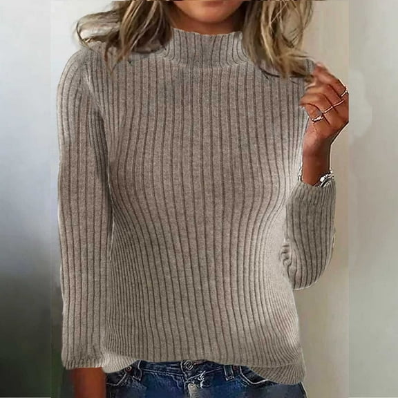 FDGIU 2025 Women's Turtleneck Knit Sweater - Oversized Cable Knit Long Sleeve Pullover, Loose Fit Winter Fashion Top