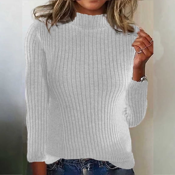 FDGIU 2025 Women's Turtleneck Knit Sweater - Oversized Cable Knit Long Sleeve Pullover, Loose Fit Winter Fashion Top