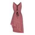 thumbnail image 1 of FDGIU 2025 Women's Vintage Cowgirl Dress - Western Style Spaghetti Strap Mini Dress with Lace Trim, Deep V Neck Beach Vacation Dress, 1 of 3