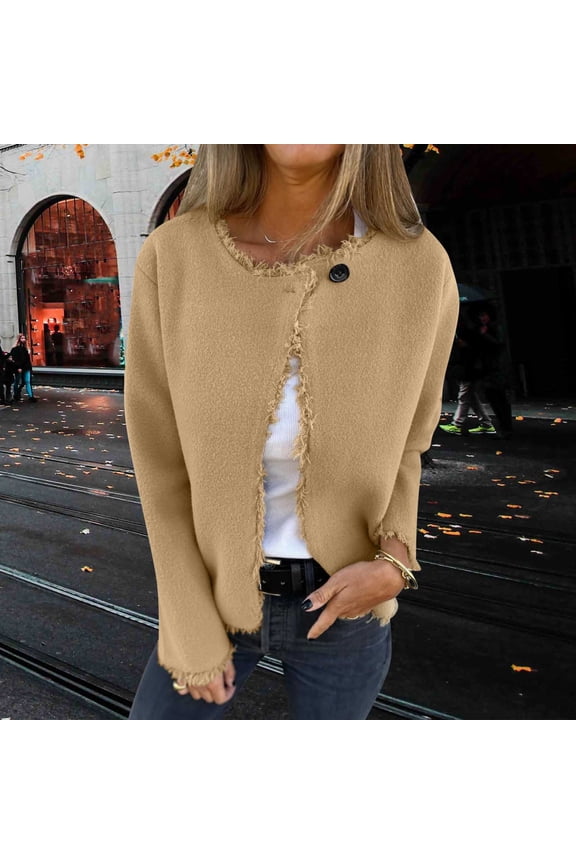 2025 Women's Wool Blend Shacket Jacket - Solid Color Button Coat, Fall Fashion Pockets Outerwear, Casual Winter Walking Coat