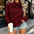 thumbnail image 1 of FDGIU 2026 Spring Fall Women's Bow Tie Drawstring Peplum Hooded Sweatshirt, Bubble Rib Long Sleeve Loose Pullover Hoodie with Side Pockets for Daily Layering, 1 of 6