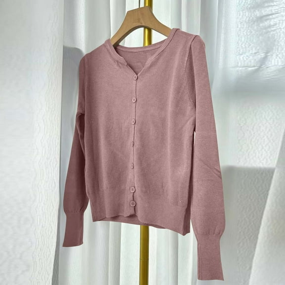 FDGIU Cardigan Sweaters for Women Trendy Cardigans Fashion Women's Summer Long Sleeve Round-Neck Comfy Regular Tank