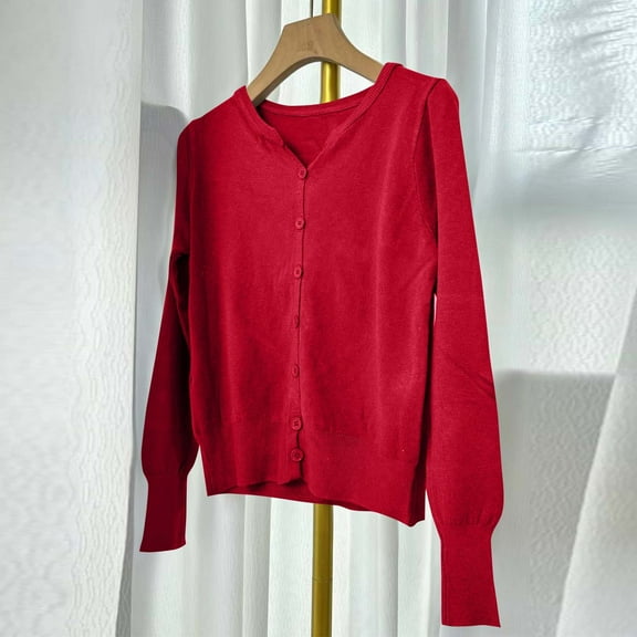 FDGIU Cardigan Sweaters for Women Trendy Cardigans Fashion Women's Summer Long Sleeve Round-Neck Comfy Regular Tank