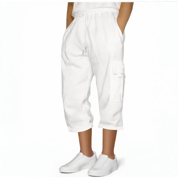 FDGIU Cargo Shorts Men Casual Casual Fashion Solid With Pocket Elastic Waist Capris Pants Bermuda Shorts Back to School Essentials