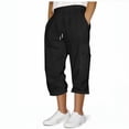 thumbnail image 1 of FDGIU Cargo Shorts Men Casual Casual Fashion Solid With Pocket Elastic Waist Capris Pants Bermuda Shorts Back to School Essentials, 1 of 6