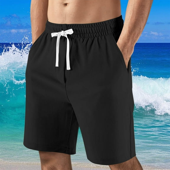 FDGIU Cargo Shorts Men Casual Fashion Solid Shorts With Pocket Elastic Waist Shoort Pants Bermuda Shorts Back to School Essentials