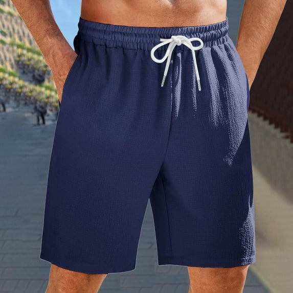 FDGIU Cargo Shorts Men Casual Solid Pocket Elastic Waist Straight Half Shorts Pants Sport Pants Bermuda Shorts Back to School Essentials