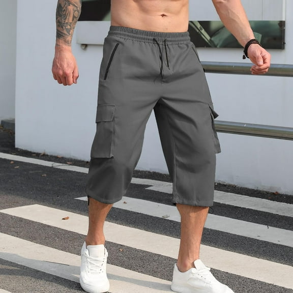 FDGIU Cargo Shorts Men Fashion Casual Comfy Solid Pocket Bandage Drawstring Regular Pants Bermuda Shorts Back to School Essentials