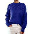 thumbnail image 1 of FDGIU Casual Crewneck Sweater for Women, Loose Fit Ribbed Knit Pullover, Long Sleeve Comfy Knit Casual Wear Top, 1 of 5