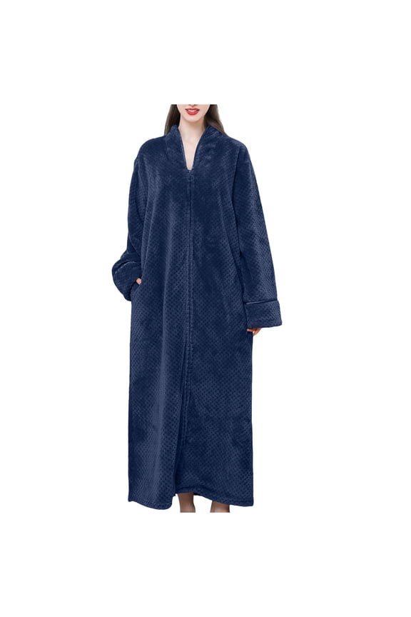 Cozy Fleece Bathrobe for Women, Long Robe with Belt, Plush Flannel House Coat for Women Plus Size