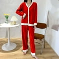 thumbnail image 1 of FDGIU Cozy Fleece Pajamas Set for Women‌, Loose Fit Winter Warm Sleepwear, Long Sleeve Winter Homewear Top & Pants, 1 of 7