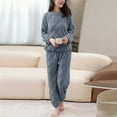 thumbnail image 1 of FDGIU Cozy Fleece Pajamas Set for Women‌, Loose Fit Winter Warm Sleepwear, Long Sleeve Winter Homewear Top & Pants, 1 of 6