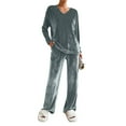 thumbnail image 1 of FDGIU Cozy Fleece Pajamas Set for Women‌, Loose Fit Winter Warm Sleepwear, Long Sleeve Winter Homewear Top & Pants, 1 of 6