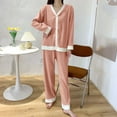 thumbnail image 1 of FDGIU Cozy Fleece Pajamas Set for Women‌, Loose Fit Winter Warm Sleepwear, Long Sleeve Winter Homewear Top & Pants, 1 of 7