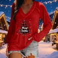 thumbnail image 1 of FDGIU Cute Christmas Graphic Tee for Women, Long Sleeve Crewneck Blouse, Cozy Loose Fit for Holiday Parties, 1 of 6