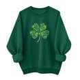thumbnail image 1 of FDGIU Cute Saint Patrick's Day Pullover for Women - Soft Green Shamrock Print Long Sleeve Crew Neck Tunic Top, 1 of 6