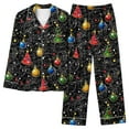 thumbnail image 1 of FDGIU Festive Christmas Pajama Set, Women's Printed Long Sleeve Pjs, Cozy Holiday Loungewear, 1 of 6