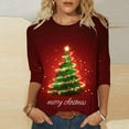 thumbnail image 1 of ‌FDGIU Funny Christmas Shirts for Women - Cute Xmas Tree Print 3/4 Sleeve Blouses, Holiday Tops with Crew Neck, Funny Christmas Tops, 1 of 5