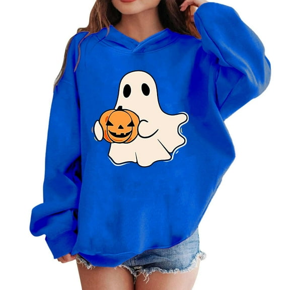 FDGIU Halloween Costumes for Kids Boys And Girls Casual Long Sleeve Hoodies Cute Oversized Fleece Pocket Sweatshirt Tops Hooded Sweatshirts Fall