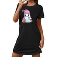 thumbnail image 1 of FDGIU Halloween Pajamas Women's Oversized Short Nightgown Fashion Chest Print Short Sleeve Nightdress Soft Sleepshirts, 1 of 3