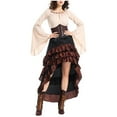 thumbnail image 1 of FDGIU Halloween Shirts for Women Women Solid Color Round Neck Long Sleeves Blouse Tops Corset Ruffles Skirt Hallowmas Cosplay Dress Set Spooky Season Graphic, 1 of 3