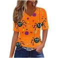 thumbnail image 1 of FDGIU Halloween Shirts for Women Women's Fashion Casual Comfortable Printed Short Sleeved V-Neck T-Shirt Blouse Spooky Season Graphic, 1 of 5