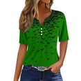 thumbnail image 1 of FDGIU Halloween Shirts for Women Women's Halloween Printed Button Short Sleeved V-neck Top/shirt Spooky Season Graphic, 1 of 5