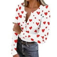 thumbnail image 1 of FDGIU ‌‌‌‌Long Sleeve Shirts for Women Button Down Tops Ribbed Knit Slim Fit Basic Tee Cute Love Print Casual Clothes, 1 of 6