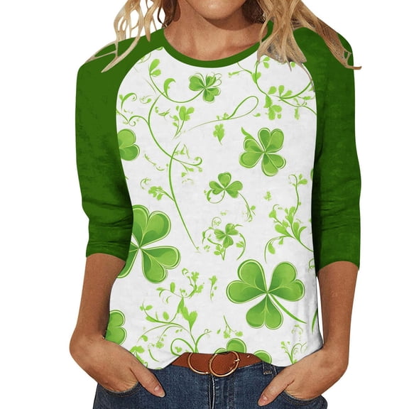 FDGIU St. Patrick's Shamrock Shirt for Women - Short Sleeve Crew Neck St. Patrick's Day Tee