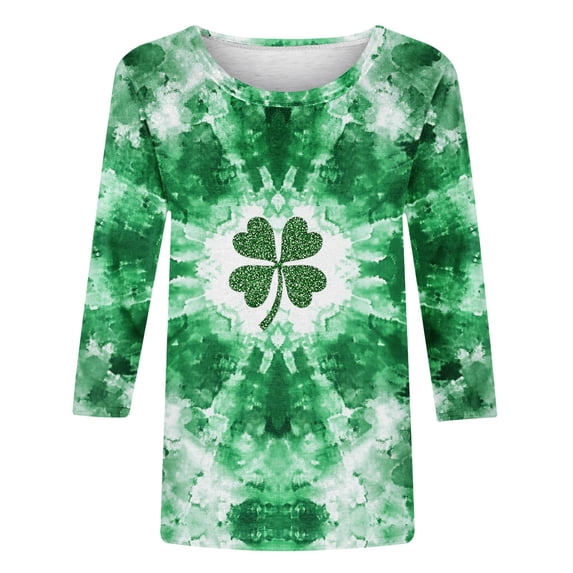 FDGIU St. Patrick's Shamrock Shirt for Women - Short Sleeve Crew Neck St. Patrick's Day Tee
