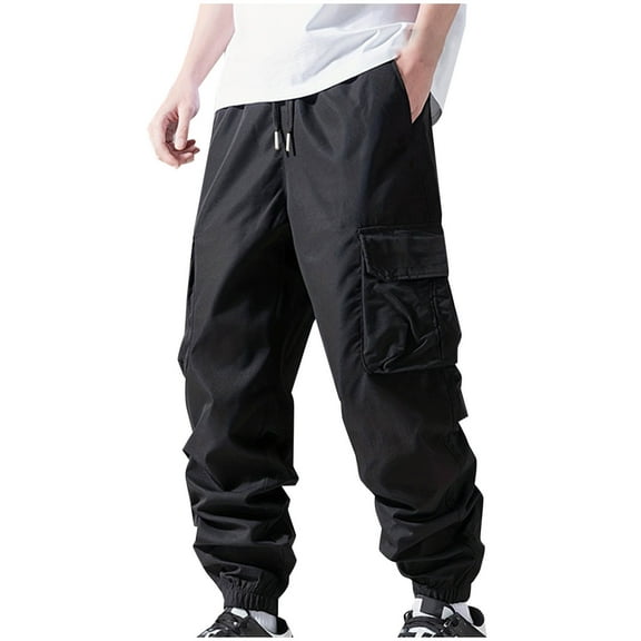 FDGIU Men Lightweight Cargo Pants 2025 - Elastic Waist Adjustable Drawstring Tapered Fit with Multi-Pockets, Breathable Travel Trousers