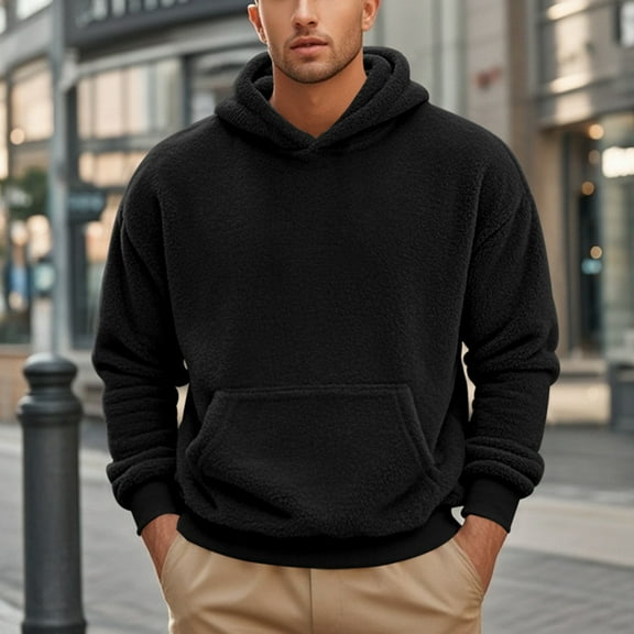 FDGIU Men's 2025 Big & Tall Hoodies - Oversized Fleece Sweatshirt Warm Lightweight, Plus Size Drawstring Pullover with Pockets for Comfortable Loungewear