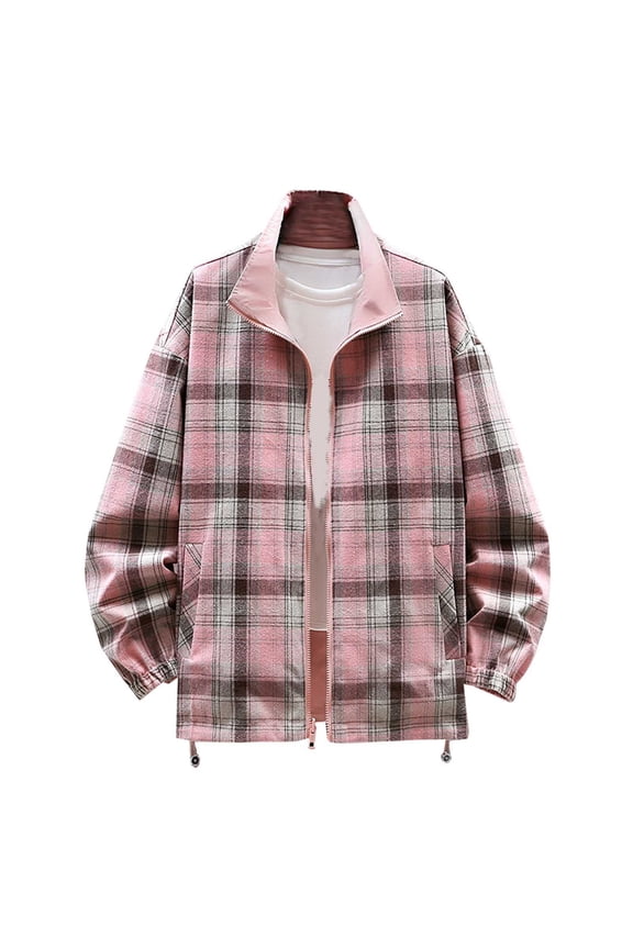 Men's 2025 Checkered Jacket - Long Sleeve Lapel Collar Cardigan, Slim Fit Zip Up Office Jacket, Open Front Fall Casual Outerwear & Fashion