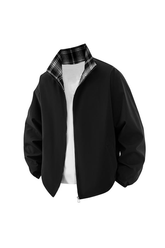 Men's 2025 Checkered Jacket - Long Sleeve Lapel Collar Cardigan, Slim Fit Zip Up Office Jacket, Open Front Fall Casual Outerwear & Fashion