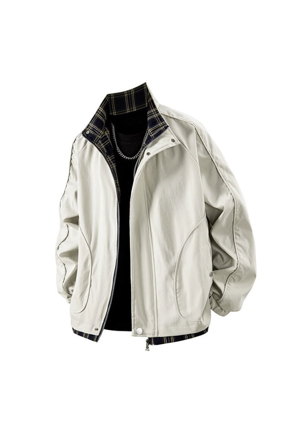 Men's 2025 Checkered Jacket - Long Sleeve Lapel Collar Cardigan, Slim Fit Zip Up Office Jacket, Open Front Fall Casual Outerwear & Fashion