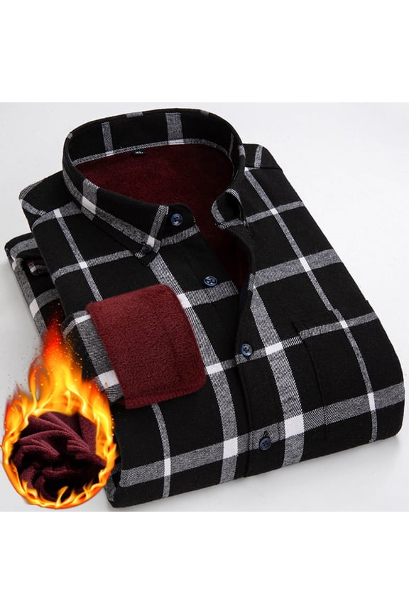Men's 2025 Fall Plaid Shacket - Long Sleeve Button Down Jacket, Comfy Lined Flannel Shirt Coat with Pockets